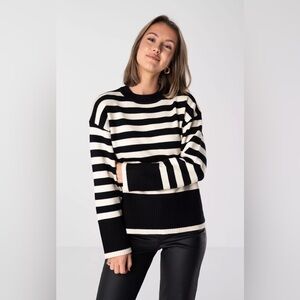 Zara Striped Knit Sweater Black / Ecru